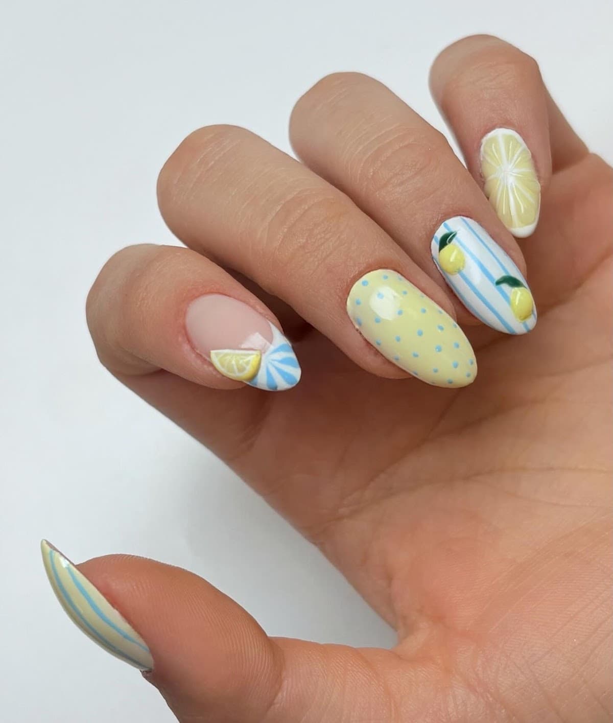 Clean white almond nails