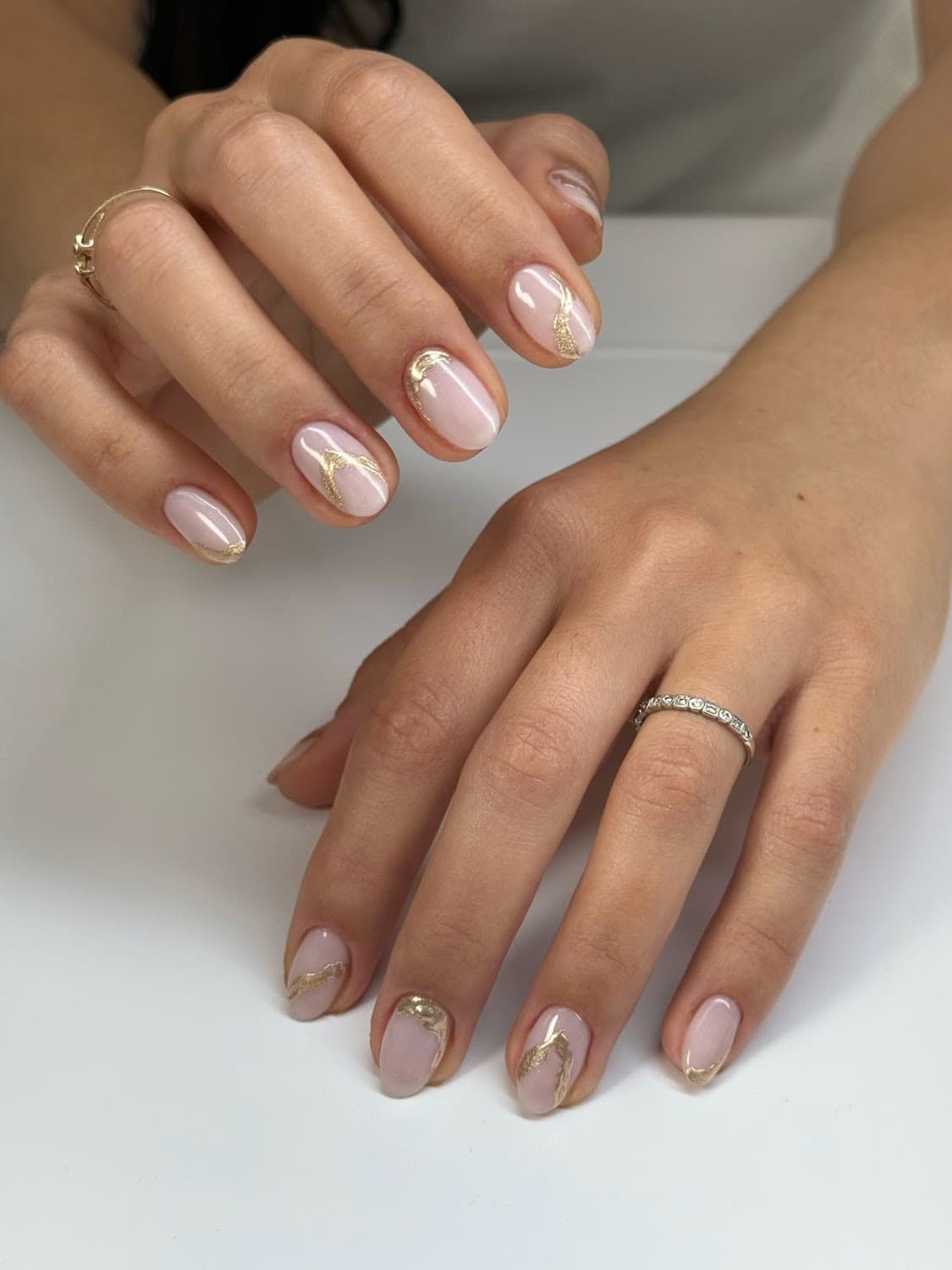 Blue gel manicure